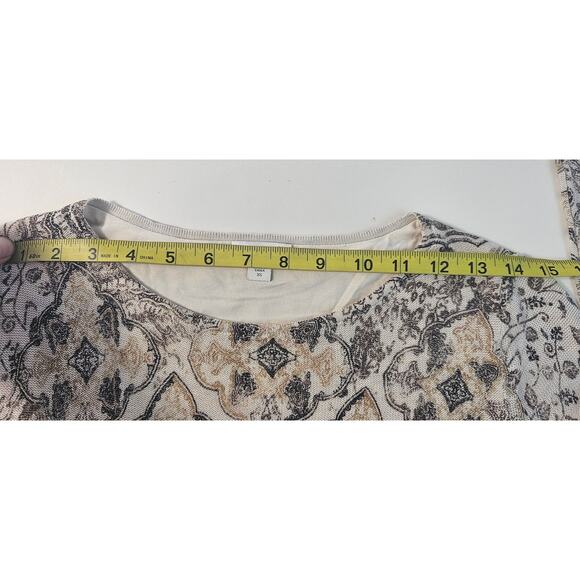 J jill double layer tunic long sleeve knit top paisley coquette neutral XS (OS) - Picture 7 of 8